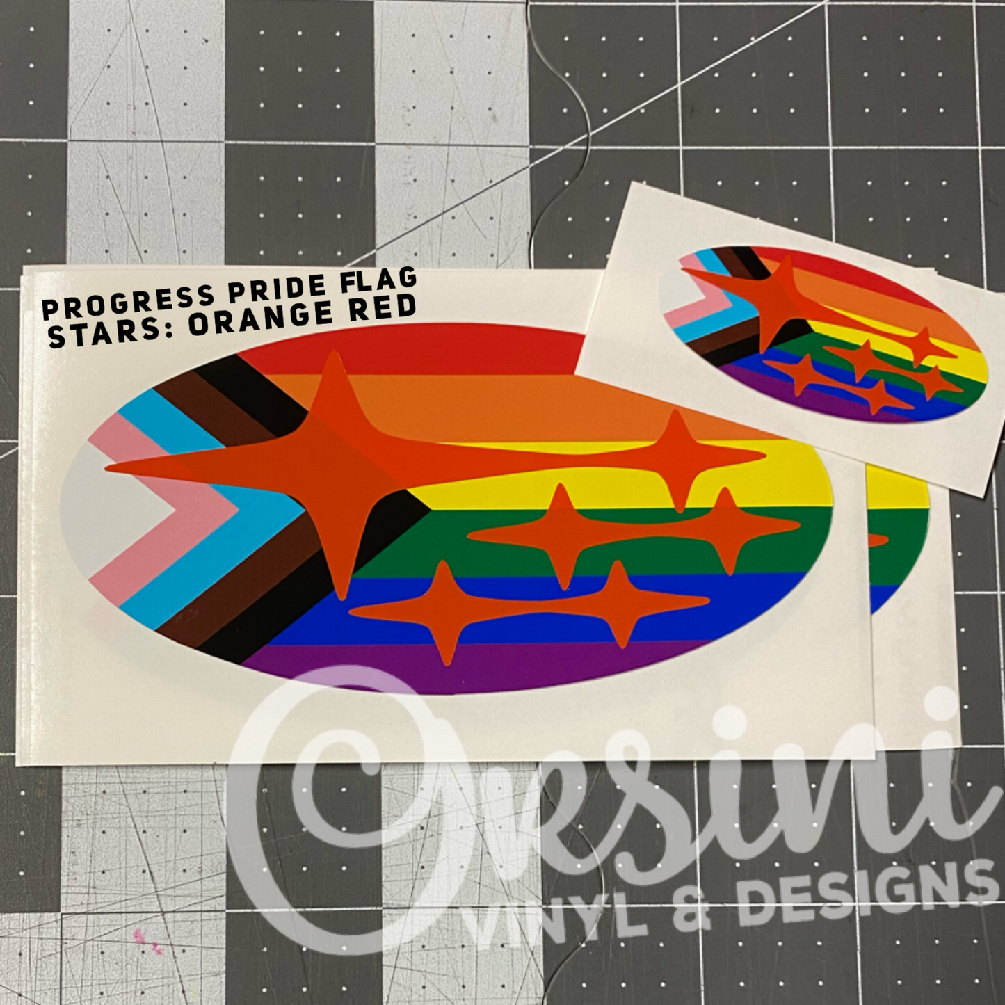 * Progress Pride Flag (Printed Vinyl) Emblem Overlay Decal Set
