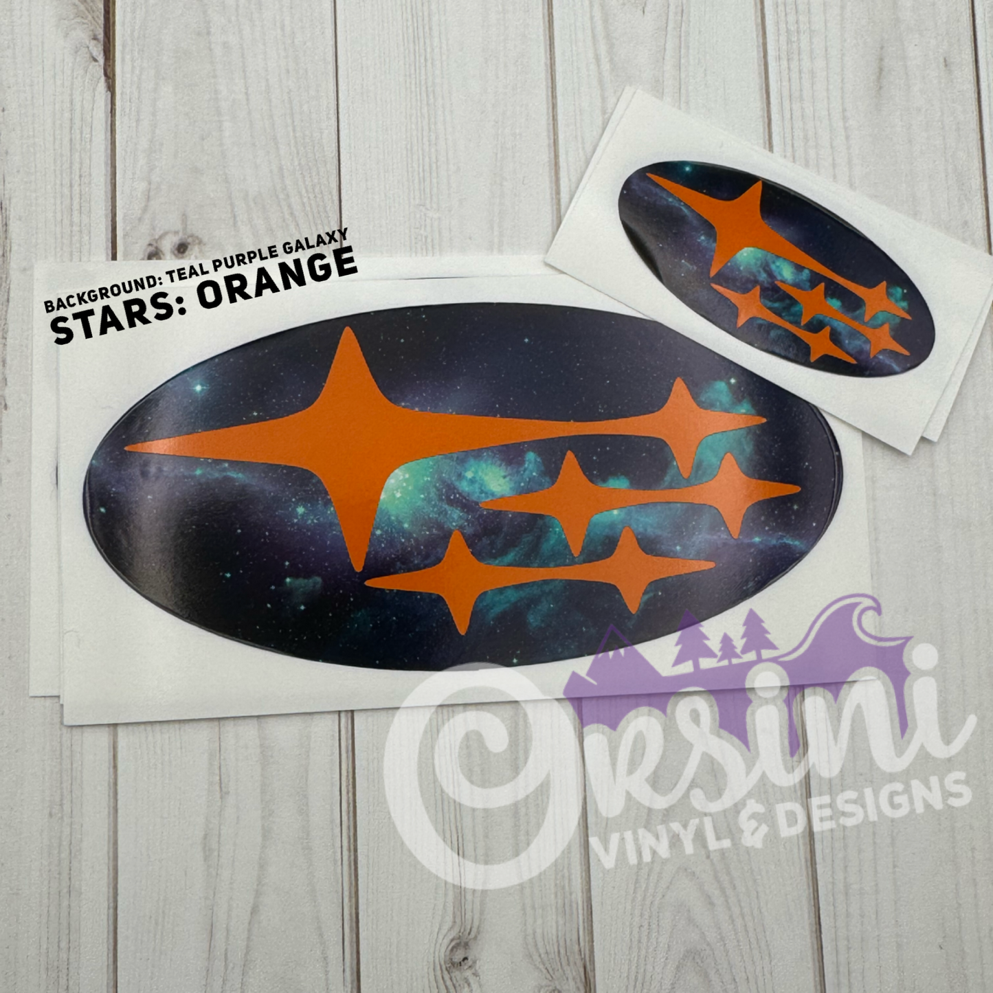 * Teal/Purple Galaxy (Printed Vinyl) Emblem Overlay Decal Set