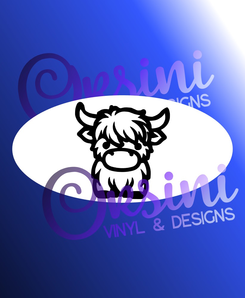 Highland Cow Emblem Overlay Decal Set