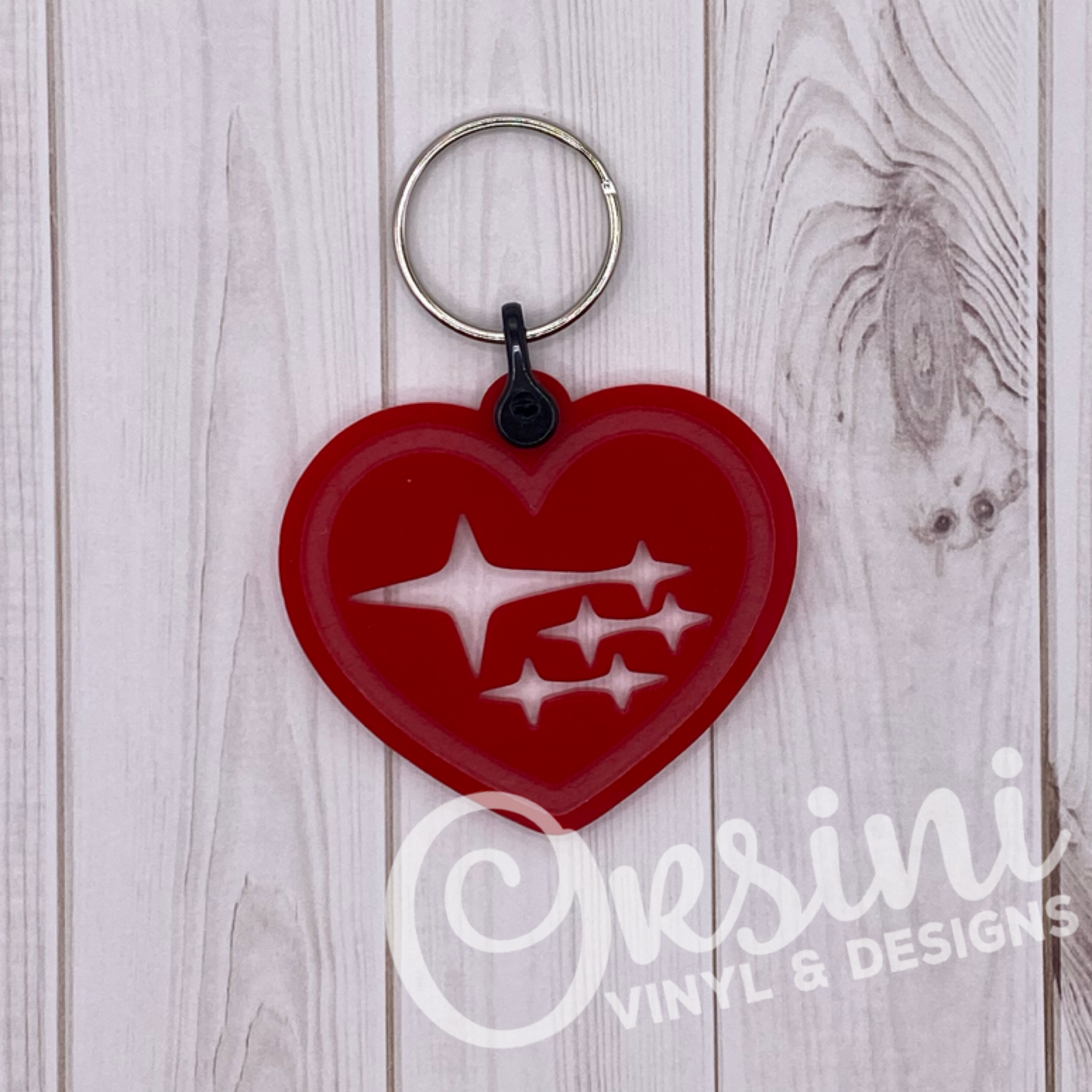 Heart with Subaru Stars - Acrylic Keychain *10 different colors!*