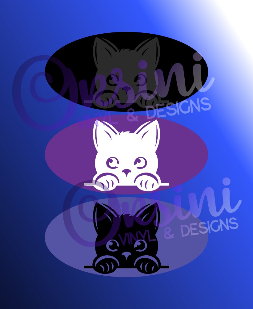 Peeking Cat #1 Emblem Overlay Decal Set