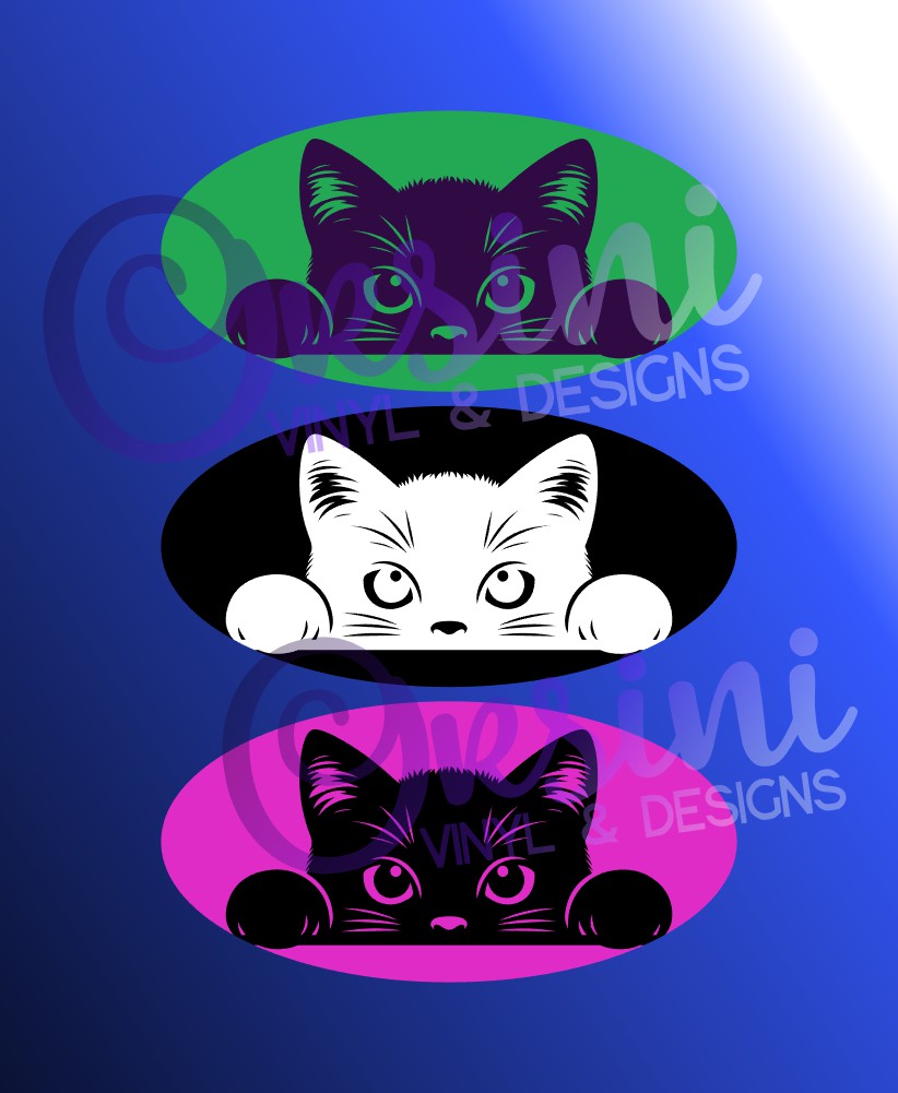 Peeking Cat #3 Emblem Overlay Decal Set