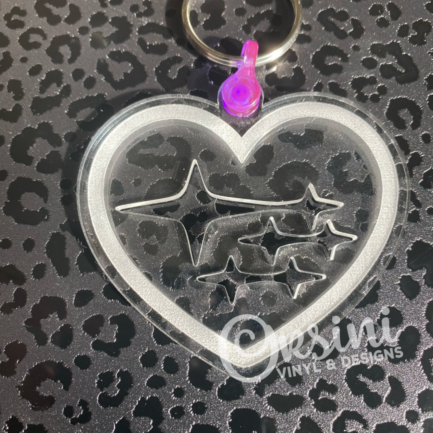 Heart with Subaru Stars - Clear Acrylic Keychain