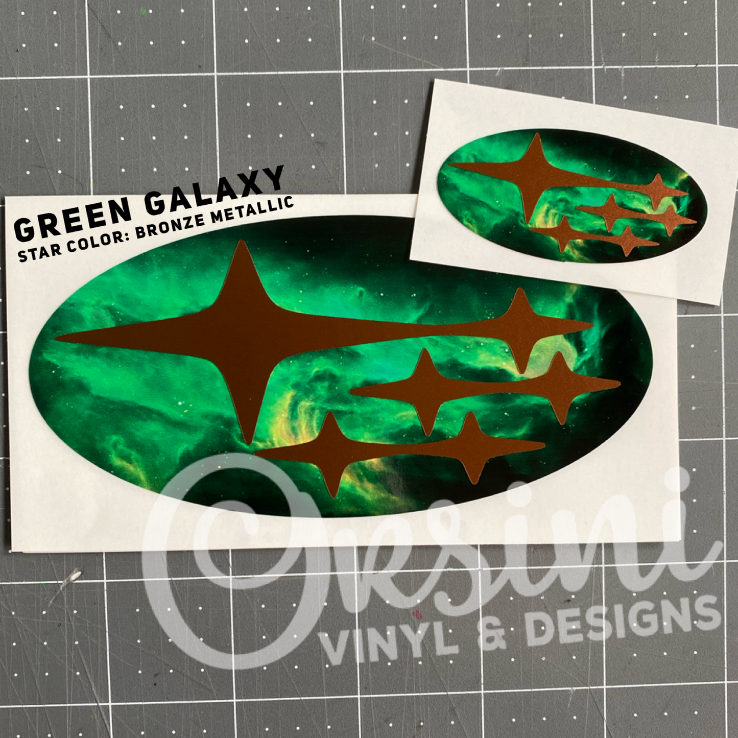 * Green Galaxy (Printed Vinyl) Emblem Overlay Decal Set