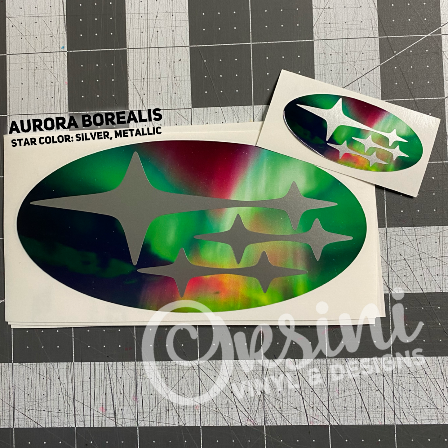 * Aurora Borealis (Printed Vinyl) Emblem Overlay Decal Set