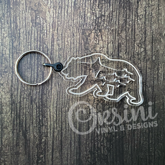 Bear with Subaru Stars - Clear Acrylic Keychain