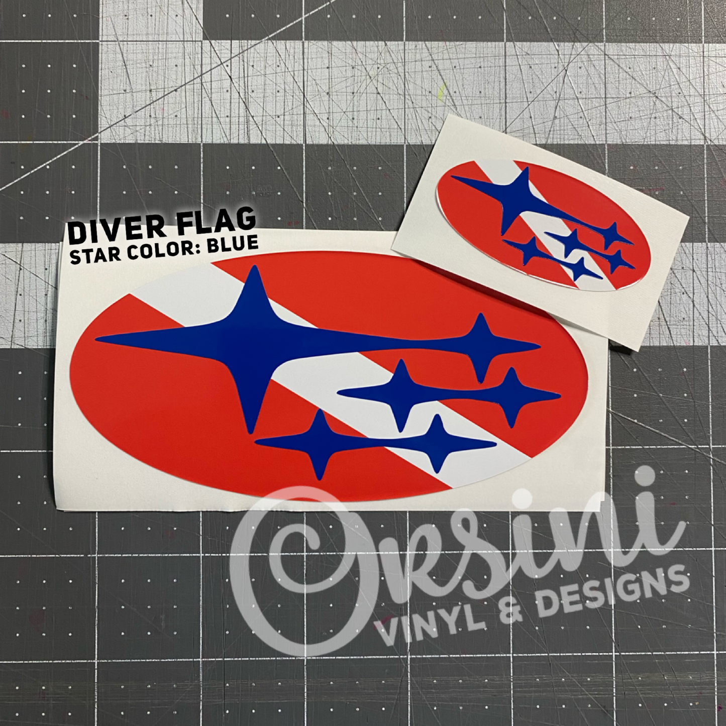 * Diver / Scuba Flag (Printed Vinyl) Emblem Overlay Decal Set
