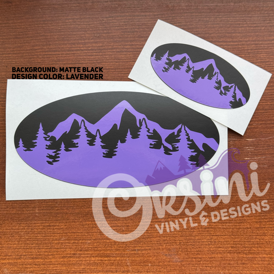 Mountain Outline & Trees Emblem Overlay Decal Set