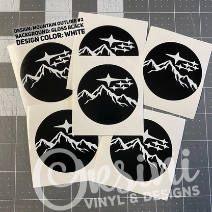 * Wheel Centercap Overlay Decal Set- Mountain Outline #2