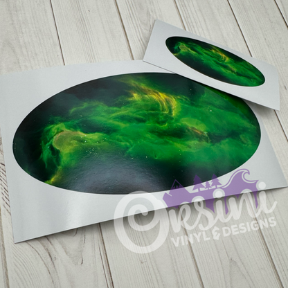 * Green Galaxy (Printed Vinyl) Emblem Overlay Decal Set
