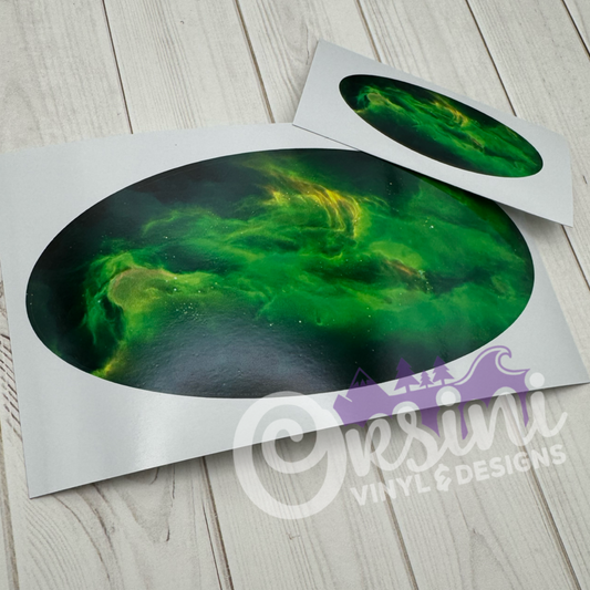 * Green Galaxy (Printed Vinyl) Emblem Overlay Decal Set