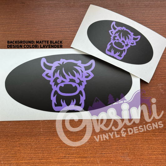 Highland Cow Emblem Overlay Decal Set