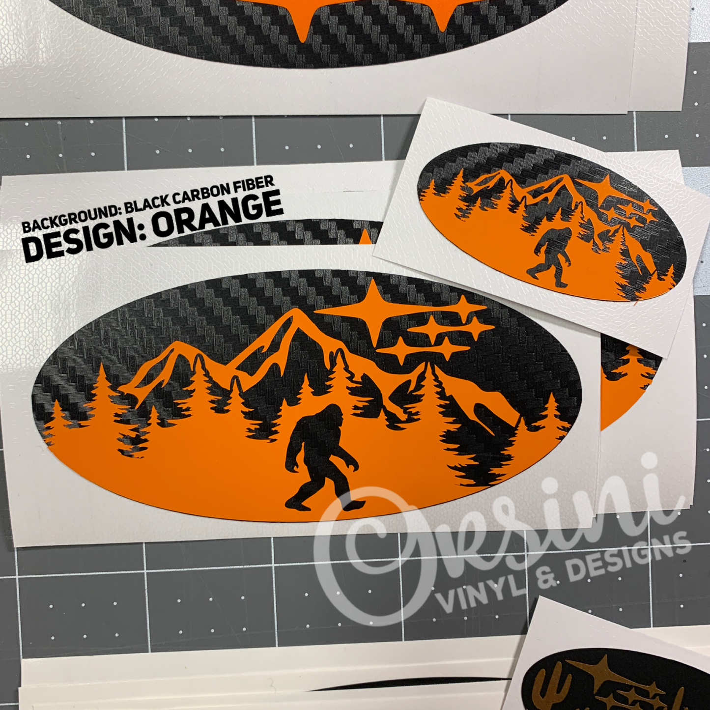 * Bigfoot in Mountains & Trees Emblem Overlay Decal Set