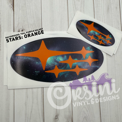 * Teal/Purple Galaxy (Printed Vinyl) Emblem Overlay Decal Set