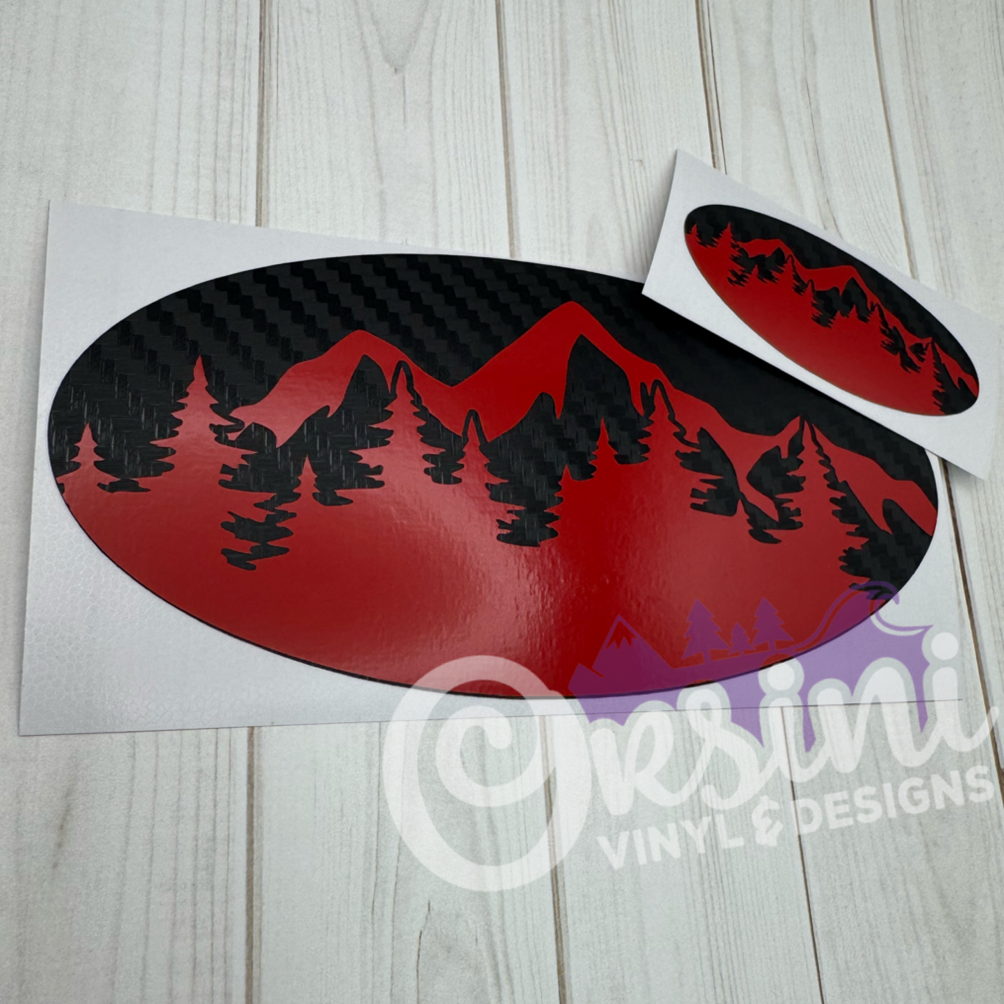 Mountain Outline & Trees Emblem Overlay Decal Set