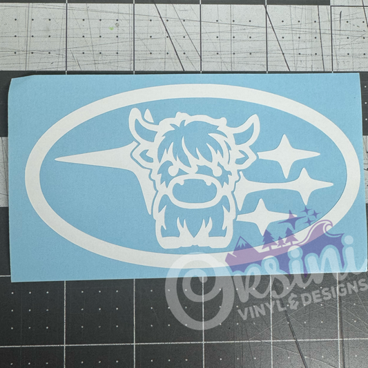 * Highland Cow & Stars Decals (x2)