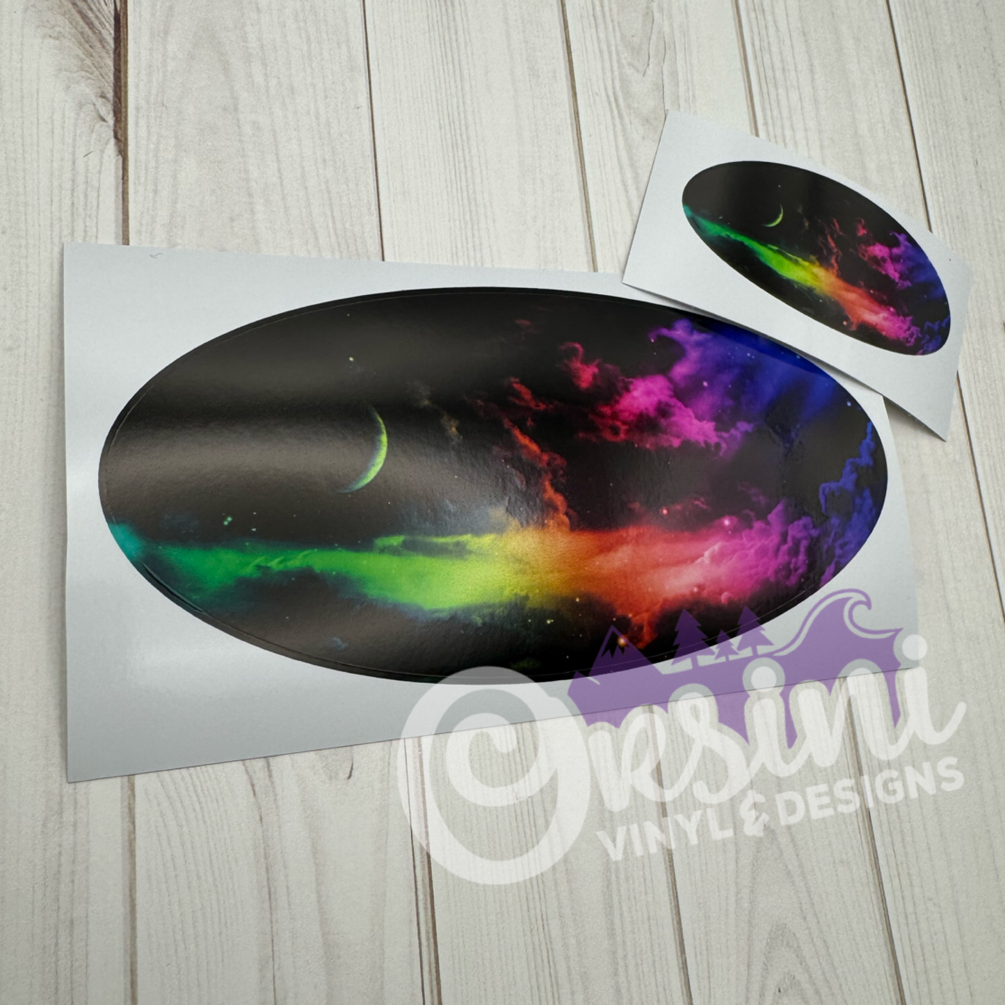 * Rainbow Galaxy (Printed Vinyl) Emblem Overlay Decal Set