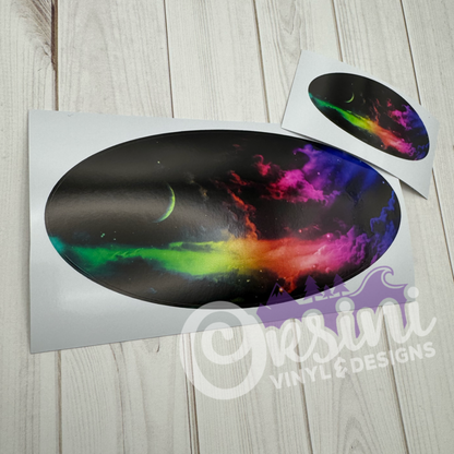 * Rainbow Galaxy (Printed Vinyl) Emblem Overlay Decal Set