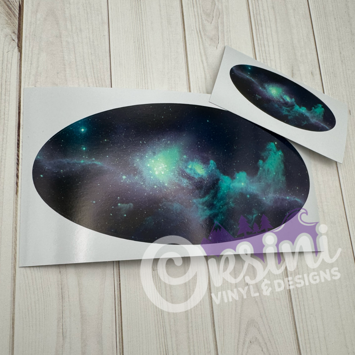 * Teal/Purple Galaxy (Printed Vinyl) Emblem Overlay Decal Set