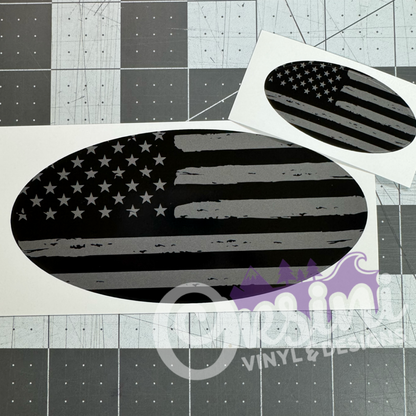 * US Flag (Black & Gray) Emblem Overlay Decal Set