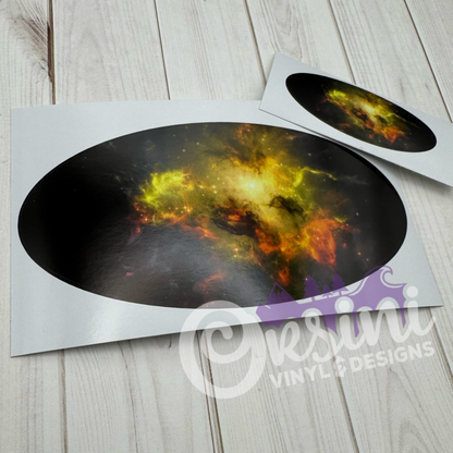 * Yellow/Orange Galaxy (Printed Vinyl) Emblem Overlay Decal Set
