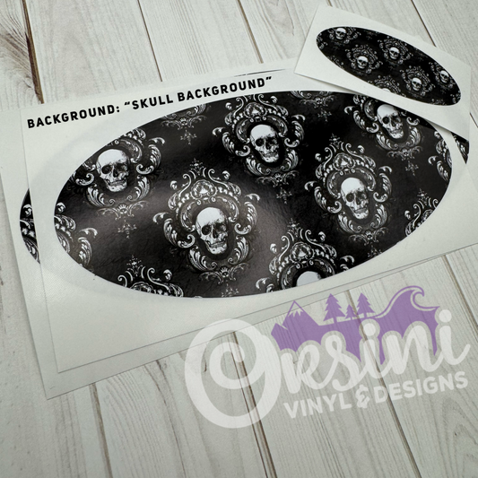 * Skull Background (Printed Vinyl) Emblem Overlay Decal Set