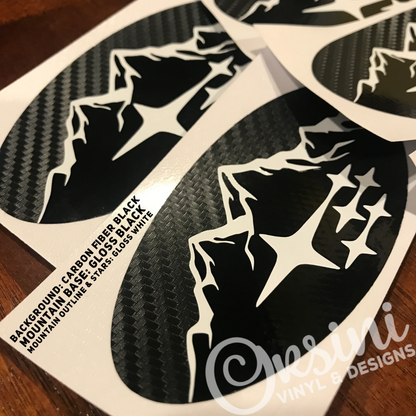 * Mountain Design *TWO COLOR* Emblem Overlay Decal Set