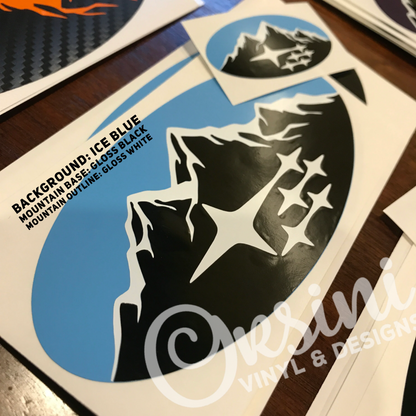 * Mountain Design *TWO COLOR* Emblem Overlay Decal Set