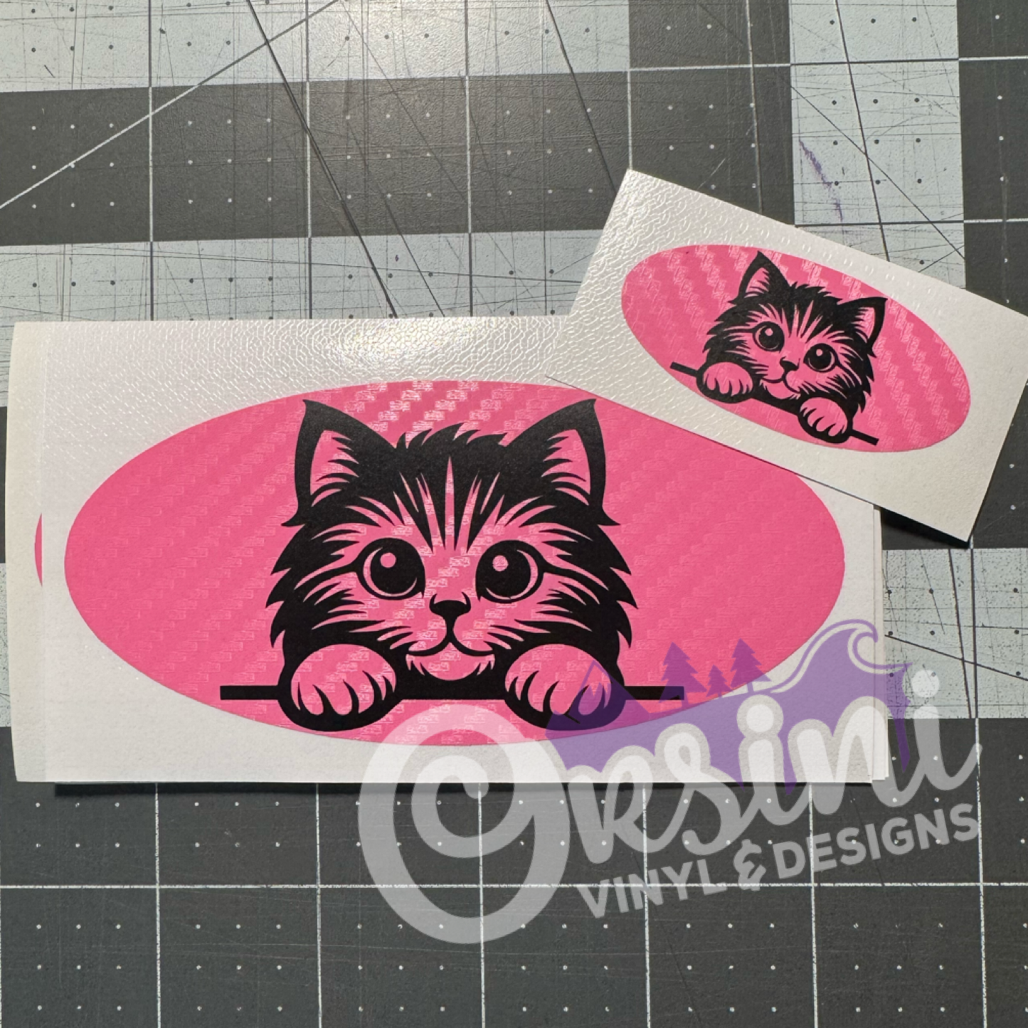 Peeking Cat #2 Emblem Overlay Decal Set
