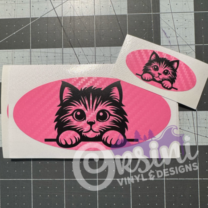 Peeking Cat #2 Emblem Overlay Decal Set