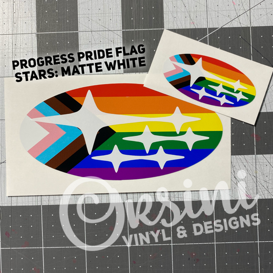 * Progress Pride Flag (Printed Vinyl) Emblem Overlay Decal Set