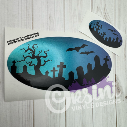 Cemetery (Bats or Crow) Emblem Overlay Decal Set