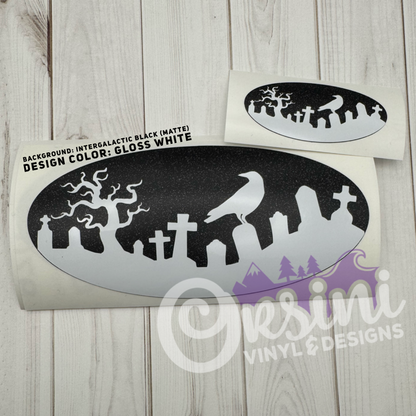 Cemetery (Bats or Crow) Emblem Overlay Decal Set