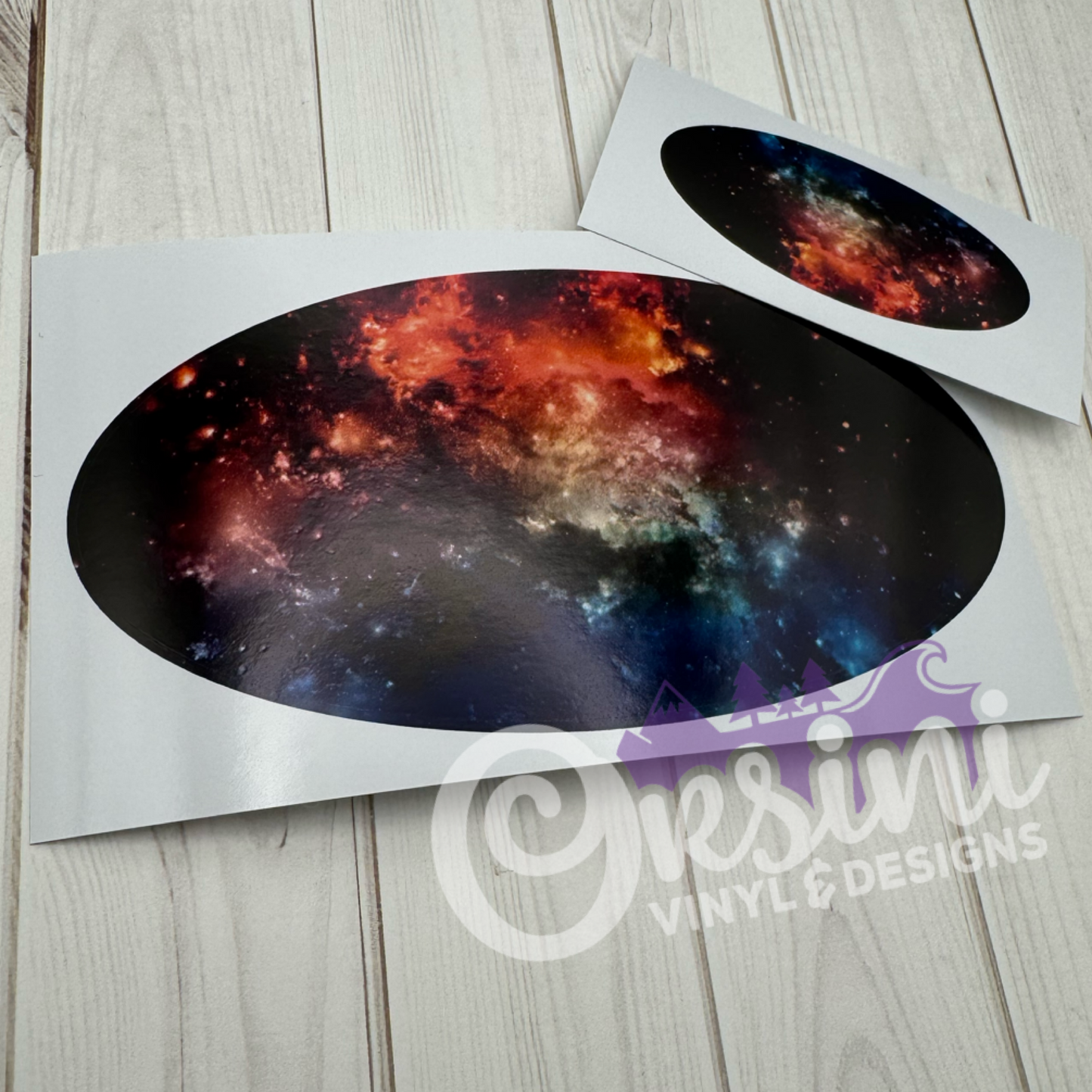 * Red/Blue Galaxy (Printed Vinyl) Emblem Overlay Decal Set