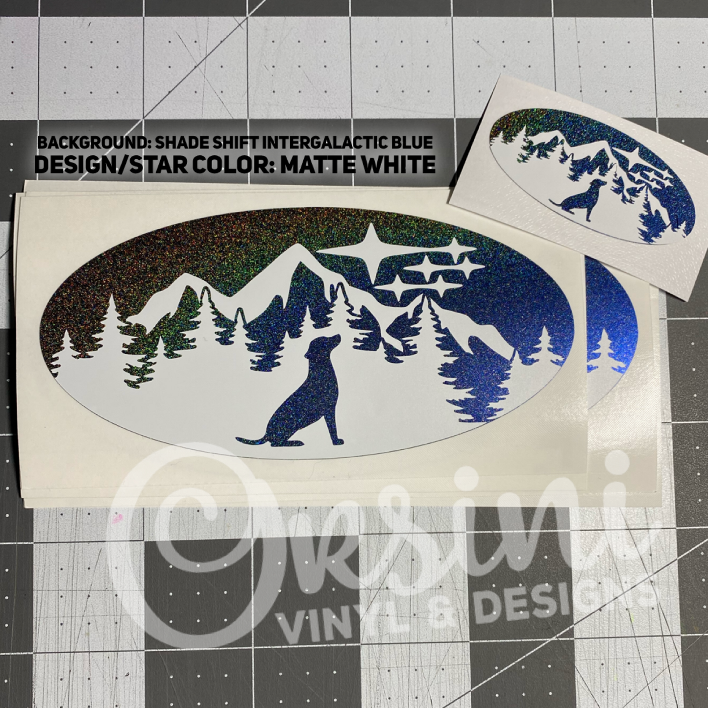 *Dog in Mountains & Trees Emblem Overlay Set