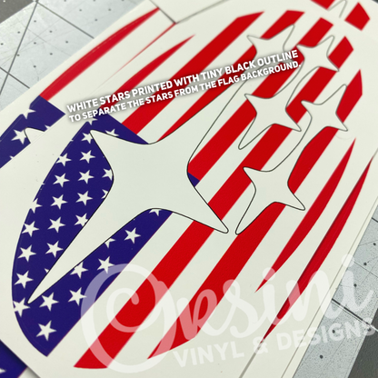 * US Flag -Red, White & Blue (Printed Vinyl) Emblem Overlay Decal Set