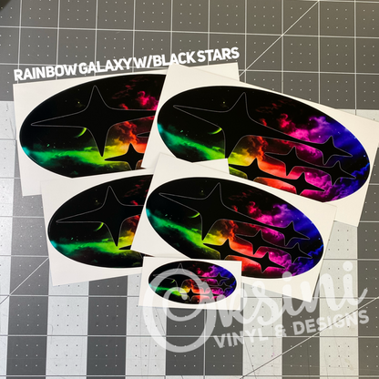 * Rainbow Galaxy (Printed Vinyl) Emblem Overlay Decal Set