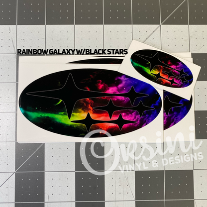 * Rainbow Galaxy (Printed Vinyl) Emblem Overlay Decal Set