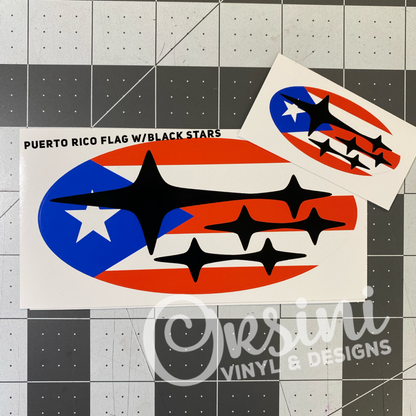 * Puerto Rico Flag (Printed Vinyl) Emblem Overlay Decal Set