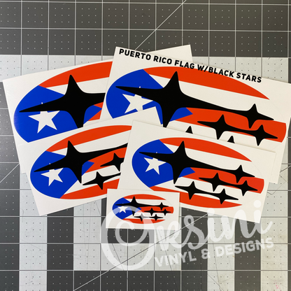 * Puerto Rico Flag (Printed Vinyl) Emblem Overlay Decal Set