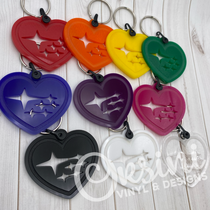 * Heart with Stars - Acrylic Keychain