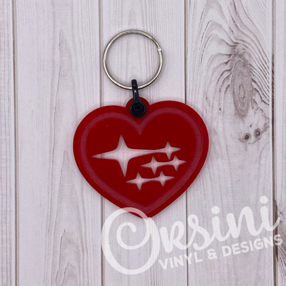 * Heart with Stars - Acrylic Keychain