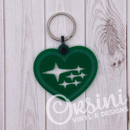 * Heart with Stars - Acrylic Keychain