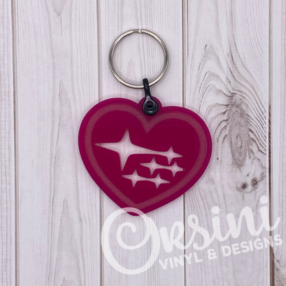 * Heart with Stars - Acrylic Keychain