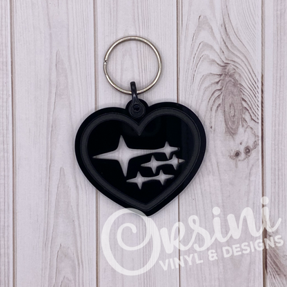 * Heart with Stars - Acrylic Keychain