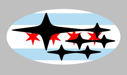 * Chicago Flag (Printed Vinyl) Emblem Overlay Decal Set