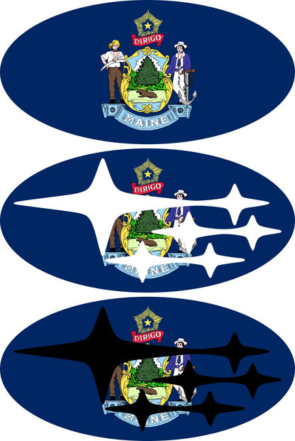 * Maine State Flag (Printed Vinyl) Emblem Overlay Decal Set