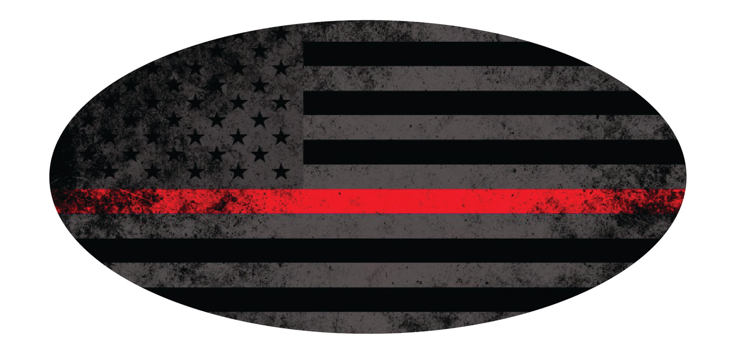 Thin Red Line Distressed Flag Emblem Overlay Decal Set