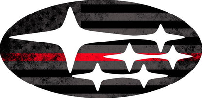 * Thin Red Line Distressed Flag (Printed Vinyl) Emblem Overlay Decal Set