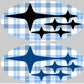White and Blue Plaid Emblem Overlay Decal Set
